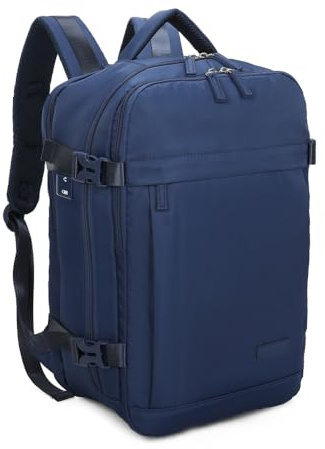 RAYKONG Mochila Cabina Ryanair 40x20x25cm (20L) | Mochila Viaje Avion Impermeable Compatible con Portátil 14 Pulgadas con Orificio de cable | Equipaje mano Alta Resistencia|Mochila Multiuso| AzulMarin
