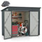 HOMASIS Gerätehaus Metall, Geräteschuppen mit Pultdach & 2 Tür & 2 Lüftungsfenster, 235x117x185 cm, 2,6 ㎡, Gartenhaus mit 2 Paar Handschuhe, Gartenschuppen Gartenhütte Outdoor Wetterfest (Dunkelgrau)