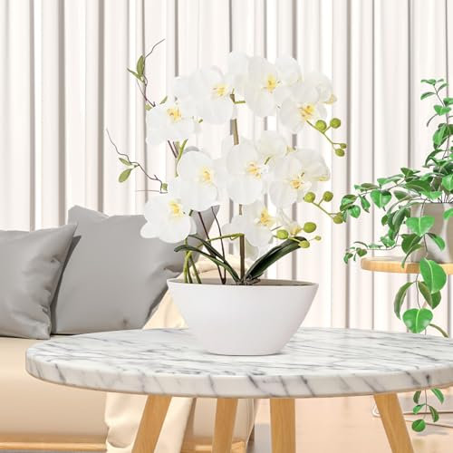 BONJUME Künstliche Blumen, 45CM Künstliche Orchideenblüten Dekoration für künstliche Pflanzen Wie Echte künstliche Blumen Orchideen in Vasen Tischdekoration für Wohnzimmer