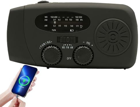 Radio De Emergencia Portátil Solar, Radio De Manivela Dinamo Solar FM Am, Luz LED Radios De Emergencia Radios De Manivela Solar, Linterna LED