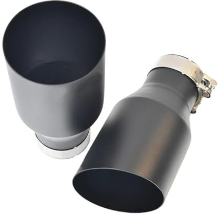 Punta Silenziatore 1 PC Universale Auto Nero Opaco Marmitta Tubo Finale Acciaio Inox Tubo Scarico Punta Scarico Coda Gola(63-89mm flat)