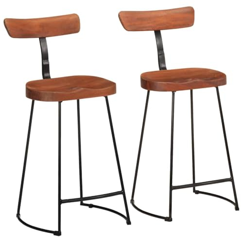 Frdhee Silla cosmética de comedor, taburete de bar, 2 unidades, 49 x 43 x 88 cm, madera maciza de mango, para cocina, bar en casa, oficina