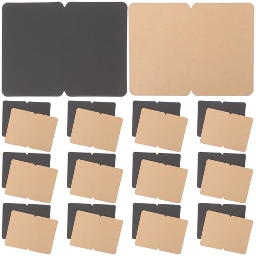 Amosfun Cartes de Vœux Pliables Vintage 50 Pcs Kraft DIY Cartes de Mots Vierges pour Messages Personnalisés Fournitures de Bureau Créatives