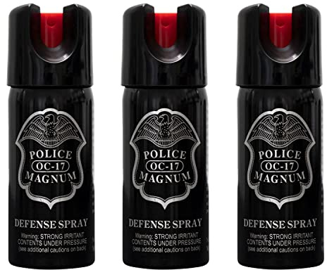 POLICE MAGNUM Pepper Spray- Portable Self Defense- Made in The USA- Maximum Strength-16ft Range- 2oz Twist Lock (3 Pack)