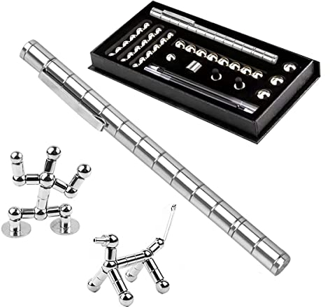 QILUCKY Magnetischer Kugelschreiber, Gadgets für Männer,Fidget Pen, Lustig Multifunktions Magnetstift, für Männer und Teenager (Silber)