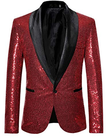 Gefomuofe Veste pour hommes avec paillettes, costume, manteau, smoking, veste à manches longues, veste moderne à motifs, boutons, blazer, coupe régulière, simplicité, veste décontractée pour mariage
