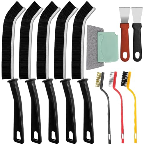 11 Piezas Cepillo de Limpieza de Intersticios Con Mango - Cerdas Duras Para Baño, Puerta, Ventana y Carril de Cocina
