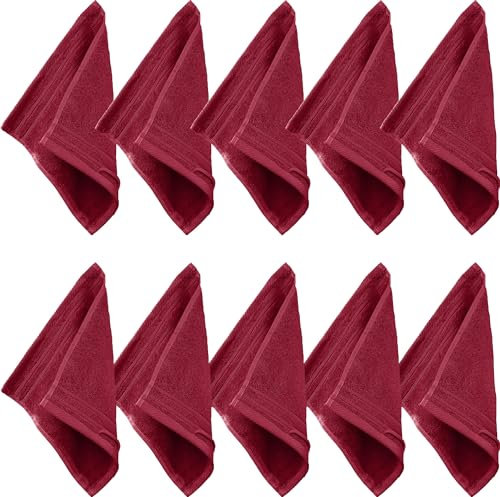 Erwin Müller Seiftuch Heidelberg 10er- Pack, 100% Baumwolle weinrot Größe 30x30 cm - weiche Qualität, saugstark und strapazierfähig - praktisch durch Schlaufe
