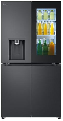 LG GMG960EVJE Multi-Door mit InstaView, Eis-, Crushed Ice- und Wasserspender, 635 L Kapazität, Fensteranschluss, Essence Black Steel