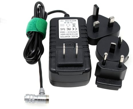 HangTon BMCC 6K BMPCC 4K 6K Pro 12V AC DC Netzteil Adapter für Blackmagic Design Pocket Cinema Kamera, 2-poliger rechtwinkliger Stecker