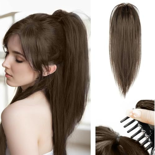 HSAJS Coda Capelli Lisci Naturali Clip Extension Posticcio Acconciatura Donna Parrucchino Sintetico Lungo