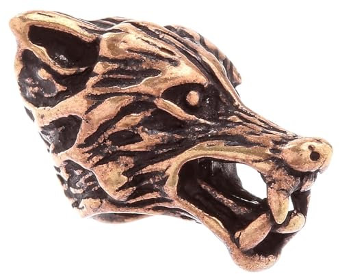 Windalf Haar- & Bartschmuck VUKAR 20 mm Wolfskopf Vintage Bronze