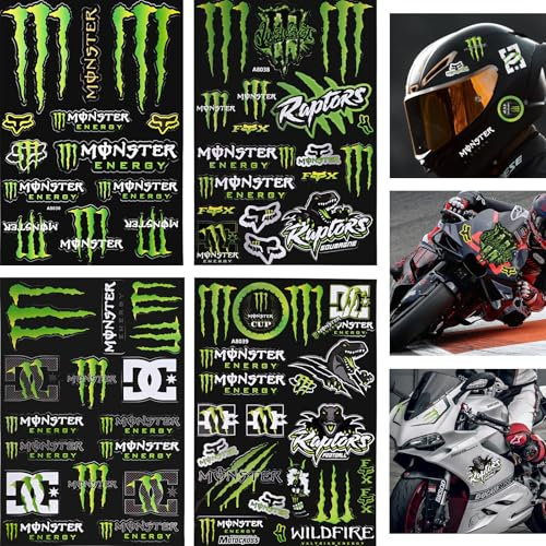 4 Stück Motorrad Aufkleber, PVC Aufkleber Motorrad, Selbstklebend Motorradhelm Aufkleber, Wasserfest Dekor Sticker, für Gepäck Roller Helme Dirtbikes Elektrofahrräder