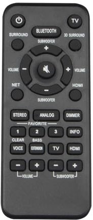 AULCMEET VAH0130 VAH01300 Mando a Distancia de Repuesto Compatible con la Barra de Sonido del Sistema de Sonido Envolvente HDMI de Yamaha YAS1080 YAS-408 YAS408BL ATS-4080 ATS-2070 AS108 SR-C20A