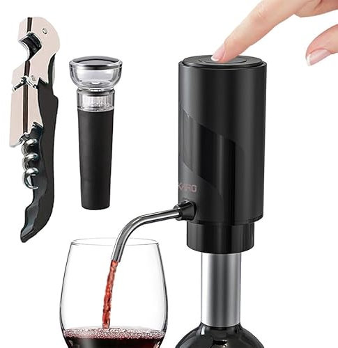 AIKARO - Aerador-Vertedor de Vino Eléctrico Recargable Decantador Automático, con Sacacorchos y Tapón al Vacío (Juego)