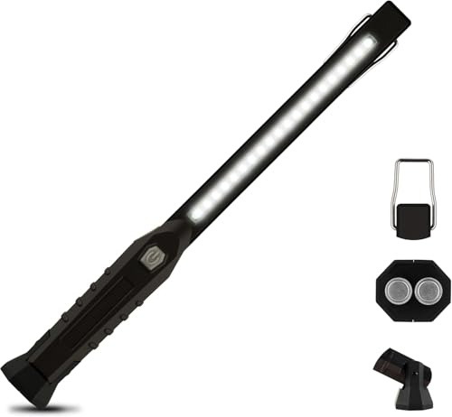 SQUADO Torcia LED Portatile Ricaricabile, Magnete, Gancio, Emergenza