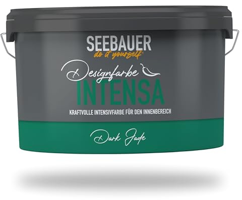 SEEBAUER diy Intensivfarbe INTENSA Grün 2,5L (Dark Jade) Edelmatte Wandfarbe Dunkelgrün - Innenfarbe sehr hohe Deckkraft - Matt, Abwaschbar und Tropffrei