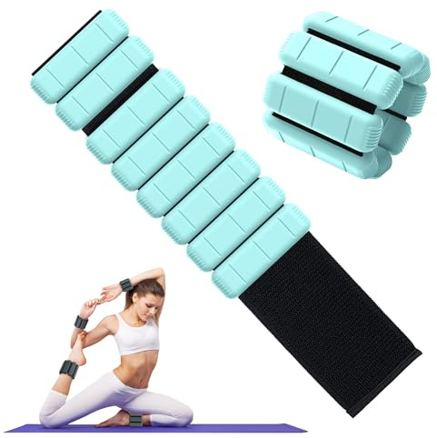 TOPESCT Bärbara handledsvikter set om 2 (1 pund/2 pund vardera), justerbara viktmanschetter, armviktarmband för styrketräning, promenader, löpning, pilates, jogging, yoga (turkos, 2 pund/vardera)