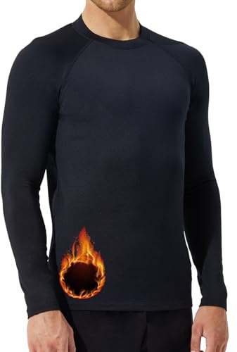 SURFEASY Camiseta Térmica de Manga Larga para Hombre Camiseta de Invierno de Forro Polar para Ciclismo Correr