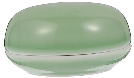 Housoutil Caja De Cerámica Para Almohadillas De Tinta Contenedor Portátil De Estilo Vintage Para Escritorio Para Almacenar y Organizar Tinta Fabricada Material Cerámico