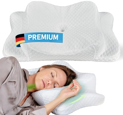 OrthoKomfort® Nackenstützkissen - Nackenkissen Kopfkissen, ergonomisches Memory Foam Kissen für alle Schlaftypen, inkl. Bezug, Oeko-TEX® geprüft, temperaturausgleichender Effekt, Weiß