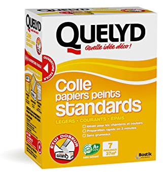 Quelyd Colle Papiers Peints Standards – Idéale pour Chambres et Couloirs – Prête en 3 Minutes – Dosage Ultra Facile – Sans Grumeaux – Sans Solvant – Poudre 250 g (7 rouleaux)