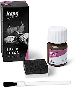 Kaps Super Color, Dye for Natural, Faux Leather and Fabric, Paint for Shoes, Boots and Bags with Sponge and Brush (139 - Middle Brown)