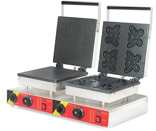 CGOLDENWALL Np-555 Commercial rectangle Cône machine à papillon/en forme de carré gaufré Snack grille-pain Baker machine à muffins électrique à double Waffle Réchaud - 220V