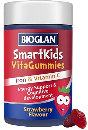 Bioglan SmartKids Iron | Vitamin C | Energy Support | 30 GummiesBioglan SmartKids Vitamin D Gummies for Children (Age 4+), Vitamin D3, Immune & Bone Support, Citrus Flavour Chewable Gummies, 30 Count