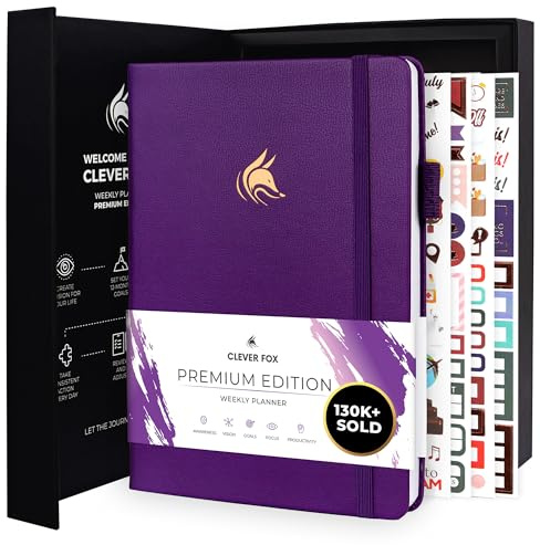 Clever Fox Planner Premium – Undated Weekly & Monthly Planner Organizer for Productivity & Time Management, A5 (Purple)