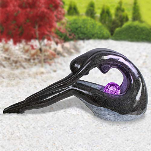 Gartenbrunnen Brunnen Zierbrunnen Zimmerbrunnen Springbrunnen Brunnen 230V Wasserfall Wasserspiel für Garten, Gartenteich, Terrasse, Balkon Sehr Dekorativ (Yoga-Klassik mit Color LED-Licht)