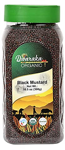 Dwaraka Organic - Black Mustard Seeds, 10.5oz, Healthy, Organic, Non GMO, All Natural
