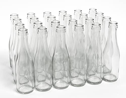 North Mountain Supply 187ml Glass Sparkling Wine/Champagne Bottles Crown Finish - Case of 24 - Clear/Flint