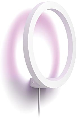 Philips Hue Sana vit: Vägglampa, Philips Hue White and Color, Zigbee & BT, 220-240V, modern design, röststyrning via Amazon Alexa, Google Home, Siri