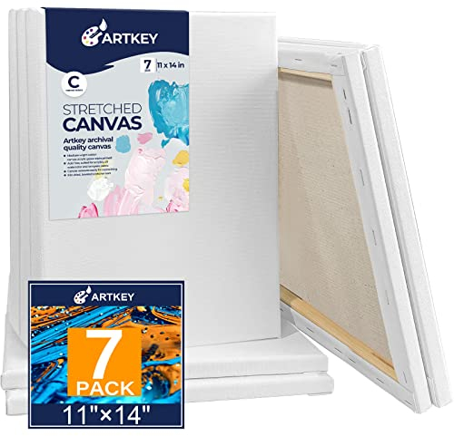 Keilrahmen zum Malen, 28 x 36 cm, 7er-Pack, 300 g/m², dreifach grundiert, säurefrei, 100% Baumwolle, gerahmte Leinwand, leere Kunstleinwände für Acryl, Gießen, Öl, Aquarellmalerei
