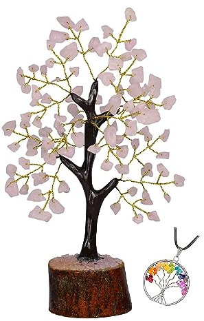ABHISUBYA Rose Quartz Crystals Tree - Decorative Home Accessory - Crystal Gift - Feng Shui Tree of Life Ornament - Stones and Crystals Decor - Spiritual Gift for Women