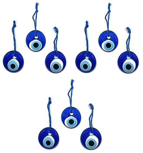 Ojo Turco para colgar, cristal contra mal de ojo azul, para la buena suerte, 4cm de diametro con aguero y hilo, nazar boncuk, evil eye (9)
