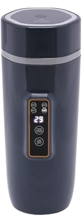 SABUIDDS Reise Elektrisch Wasserkocher Klein, 350ml Tragbarer Mini-Heizbecher 220V 300W Schnellkoch-Teekanne-Heizbecher mit Temperatureinstellung für Büros/Hotels/Reisen/Camping und Familien, Schwarz