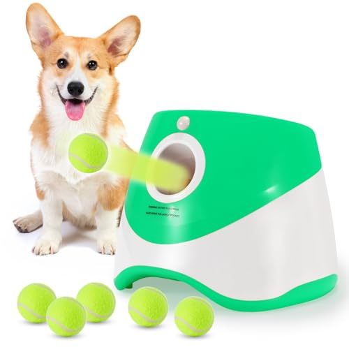 Galatée Lanciatrice Automatica a Sfera, Lanciagranate Per Palline Interattiva, Lanciagrana Automatica Per Cani, Lanciatore Di Palle Per Cani Con 6 Mini Palline Da Tennis(Verde)