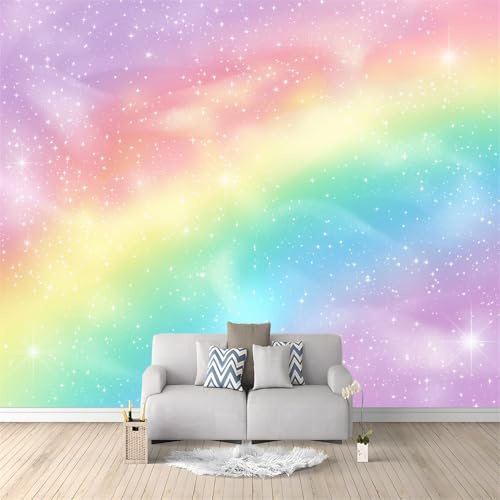 Tapet batik gradient regnbåge mönstertapet för vardagsrum sovrum eller kök premium fibertapet, färgglada väggtapeter mönster tapeter taktapet 300 x 210 cm