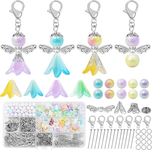 Annickee Llavero Ángel de la Guarda, 55 Kits DIY Colgantes de Ángel de la Guarda, Llaveros de Ángell, Juego de Llaveros Caseros para Recuerdos de Comunion, Bautizo, Boda, Navidad, Artesanía