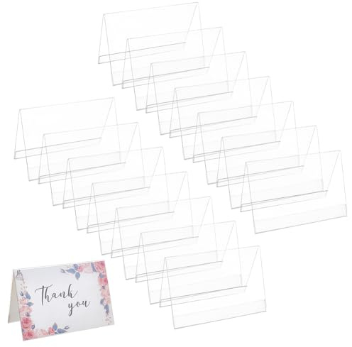 BENECREAT 16 pz. Porta Nome In Plastica Trasparente con Pellicola, Espositore per Targhetta con Nome A Forma di V Da 15x8x10cm per Tavolo, Ufficio, Conferenza D'Affari, Matrimoni, Partito