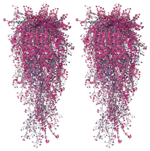 2 Pezzi Pianta Finta Cadente, 82CM Pianta Artificiale Sospesa Piante Finte da Interno Ghirlanda di Edera Finta da Esterno Plastica Piante Pendenti Artificiali per Giardini Soggiorno Balconi Cucina-2