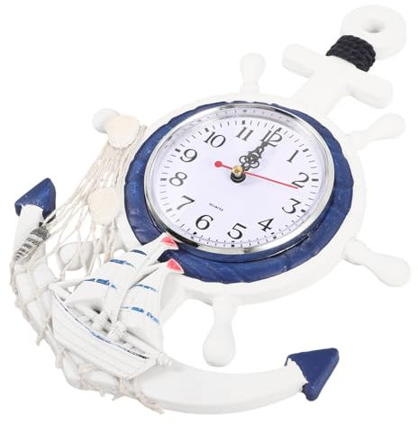 OUNONA Orologio Da Parete a Forma Nave Ancora e Stella Realizzato in e Plastica Decorazione Per Soggiorno e Camera Da