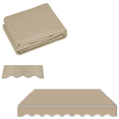 Toldo retráctil manual de tela de repuesto de 12 x 8 pies y 15 x 10 pies, cubierta de parasol para exteriores, para patios, restaurantes, lona en color albaricoque (4,5 x 3,5 m)