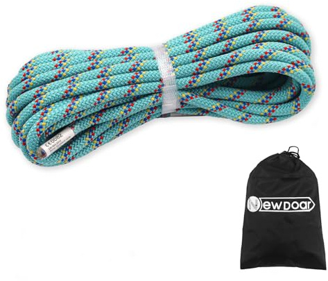 NewDoar CE & UIAA Certificated 5/16in(8mm) Static Climbing Rope 14KN High Strength Accessory Cords Safety for Rock Climbing, Outdoor Survival, Hiking, Mountaineering-Blue/33FT