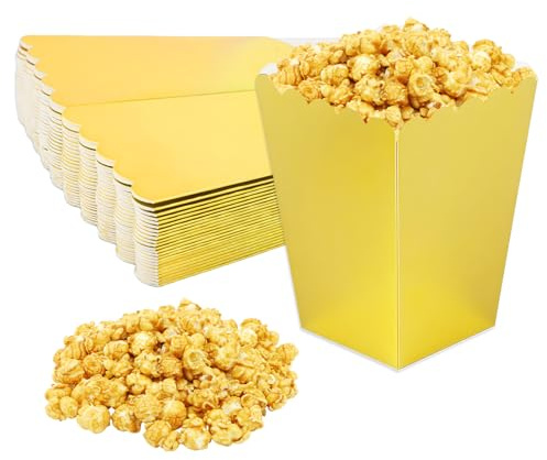 24 Pezzi Scatole per Popcorn Candy, Dorato Scatole di Popcorn, Contenitori Pop Corn Carta, Sacchetti Pop Corn, Mini Porta Pop Corn Festa, Sacchetti per Popcorn in Carta Contenitore per Caramelle