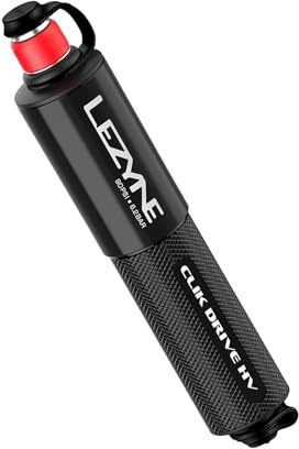 LEZYNE CLIK Drive Bomba Manual compacta y Ligera de Aluminio mecanizado CNC para Bicicleta de Carretera, Bicicleta de montaña y Grava | Manguera Flexible, Soporte de Marco Incluido