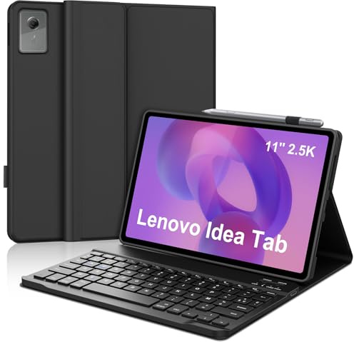 Coque Clavier pour Lenovo Idea Tab 11 Pouces, AZERTY Français Housse Clavier Bluetooth Magnétique Détachable avec Porte Crayon pour Tablette Lenovo Idea Tab 11 2025 (TB336FU/TB336ZU), Noir