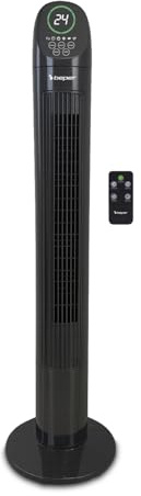 BEPER P206VEN310 Ventilatore a Torretta Digitale Deluxe con Telecomando, Ventilatore Colonna Silenzioso, 3 Velocità e 3 Modalità, Oscillante, Timer 7,5h, Base Stabile